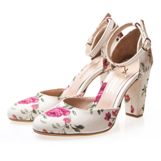 Creme Floral Heels Fairymade Handcrafted By Myrto Kliafa