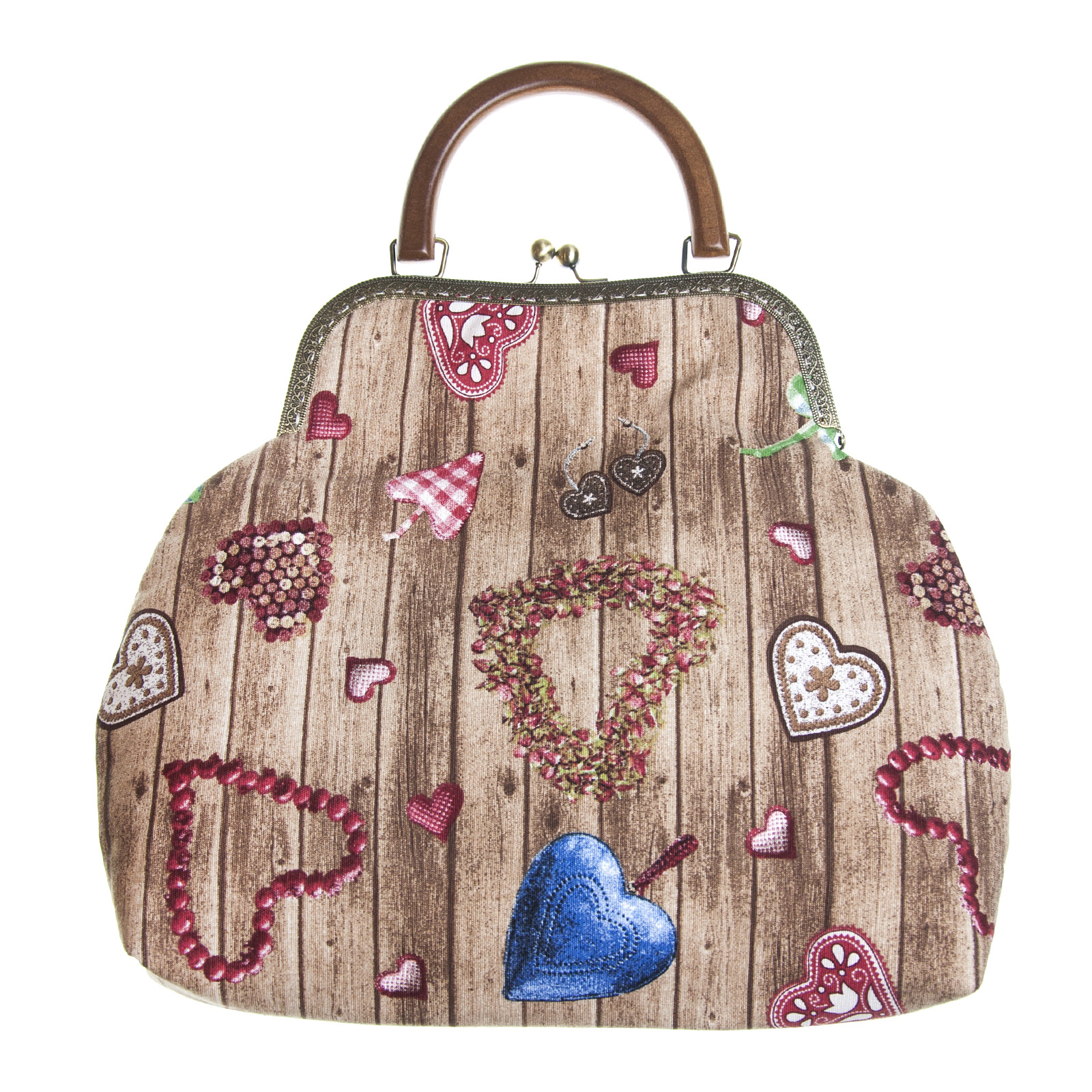 “Wooden Hearts” Retro Lady Bag L – Fairymade | Handcrafted by Myrto Kliafa