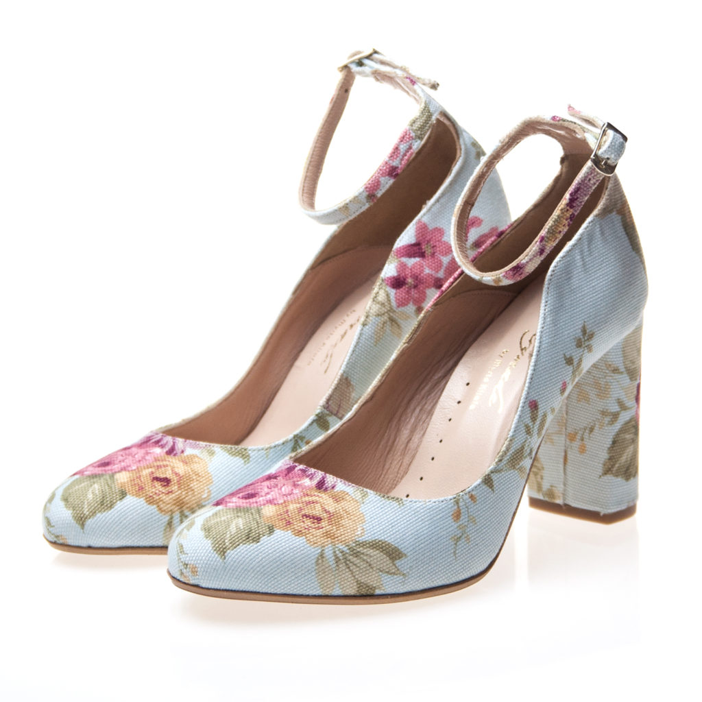 “Roseline” Baby Blue Floral Fairymade Handcrafted by Myrto Kliafa