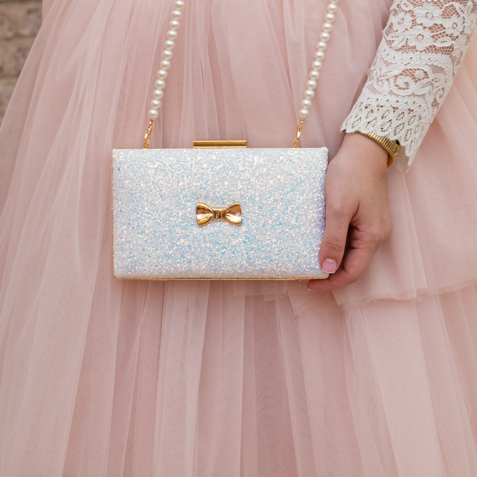 “Fairy Clutch” White Glitter Bag – Fairymade | Handcrafted by Myrto Kliafa