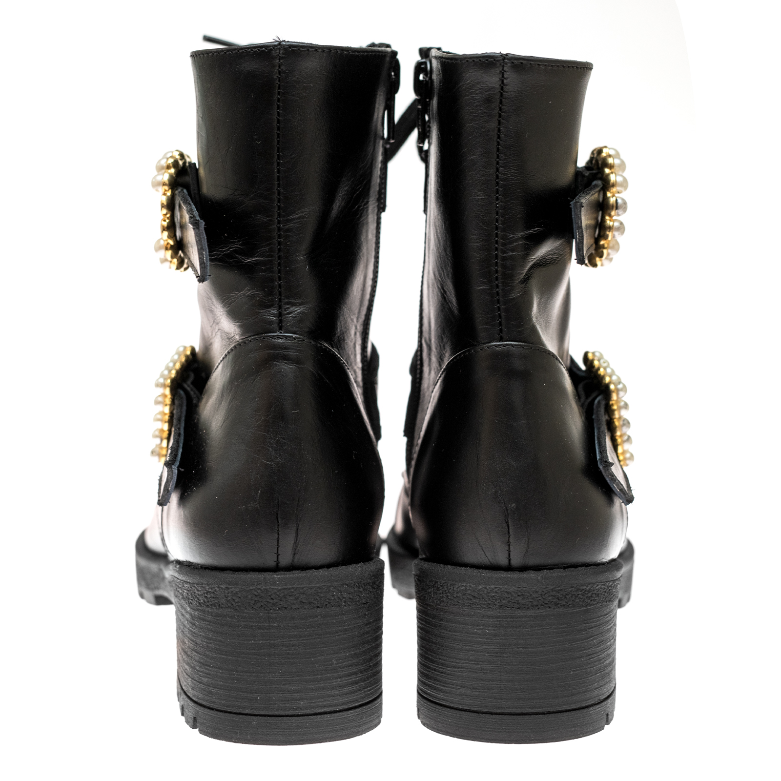 “Margaux” Black Leather Biker Boots – Fairymade | Handcrafted by Myrto ...